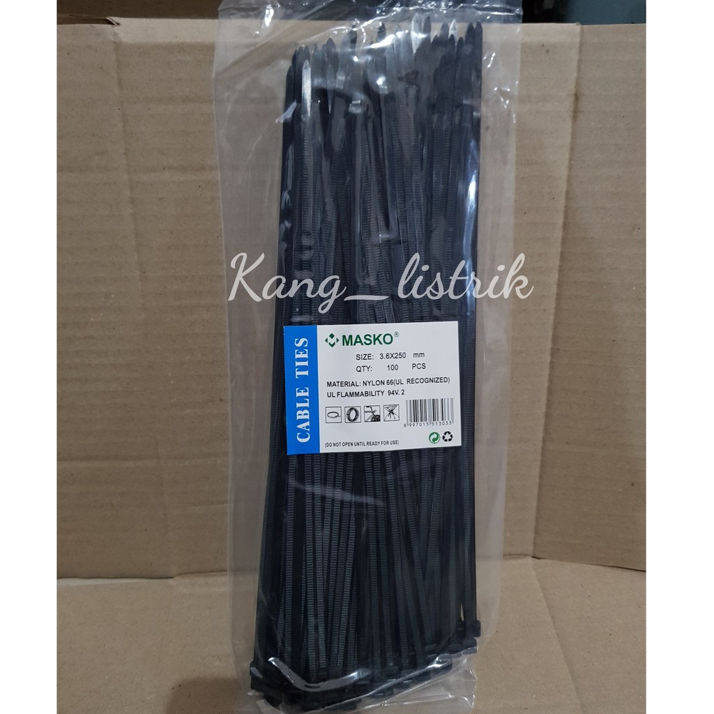 Cable Ties / Kabel Ties Hitam / Putih MASKO 3.6 x 250mm