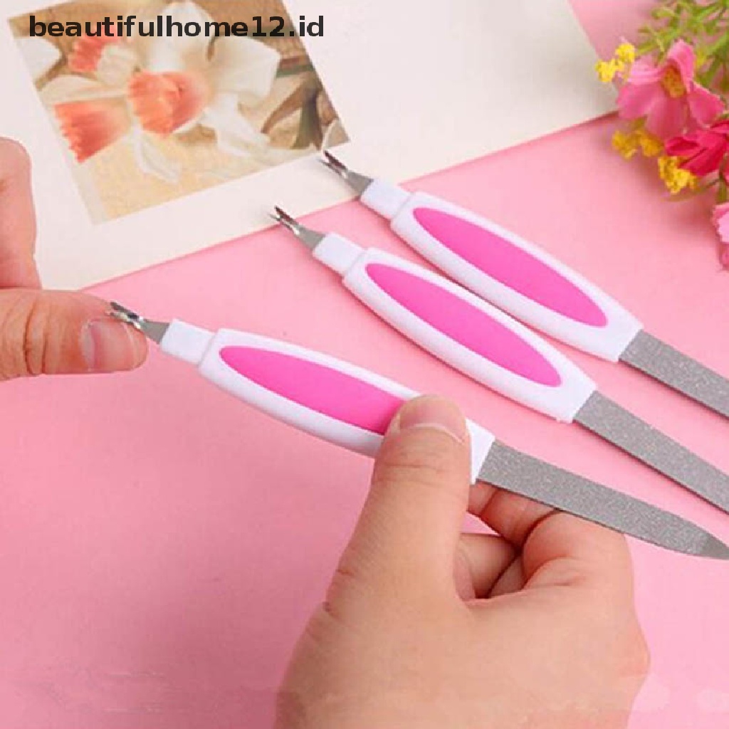 【beautifulhome12.id】 2 in 1 stainless steel nail file scrub buffer double sides pedicure tools .