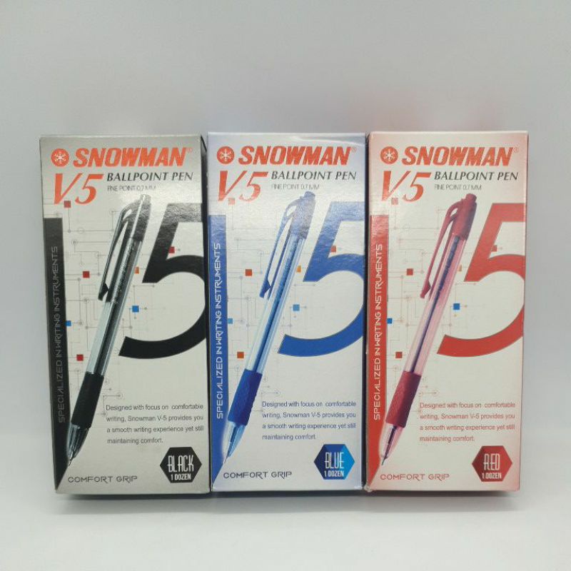 

ballpoint / pulpen / pen snowman V5 0.7 hitam biru merah
