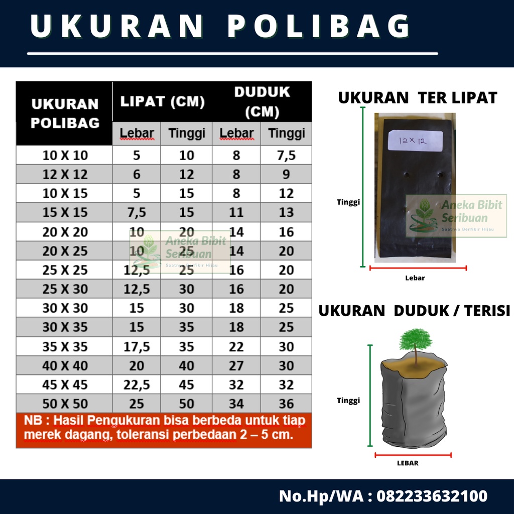 (1 kg ) Polybag Tanaman Tebal Lengkap Plastik Polibag 10x10 10x15 12x12 15x15 20x20 20x25 25x25 25x30 30x30 30x35 35x35 35x40 40x40 40x45 45x45 50x50