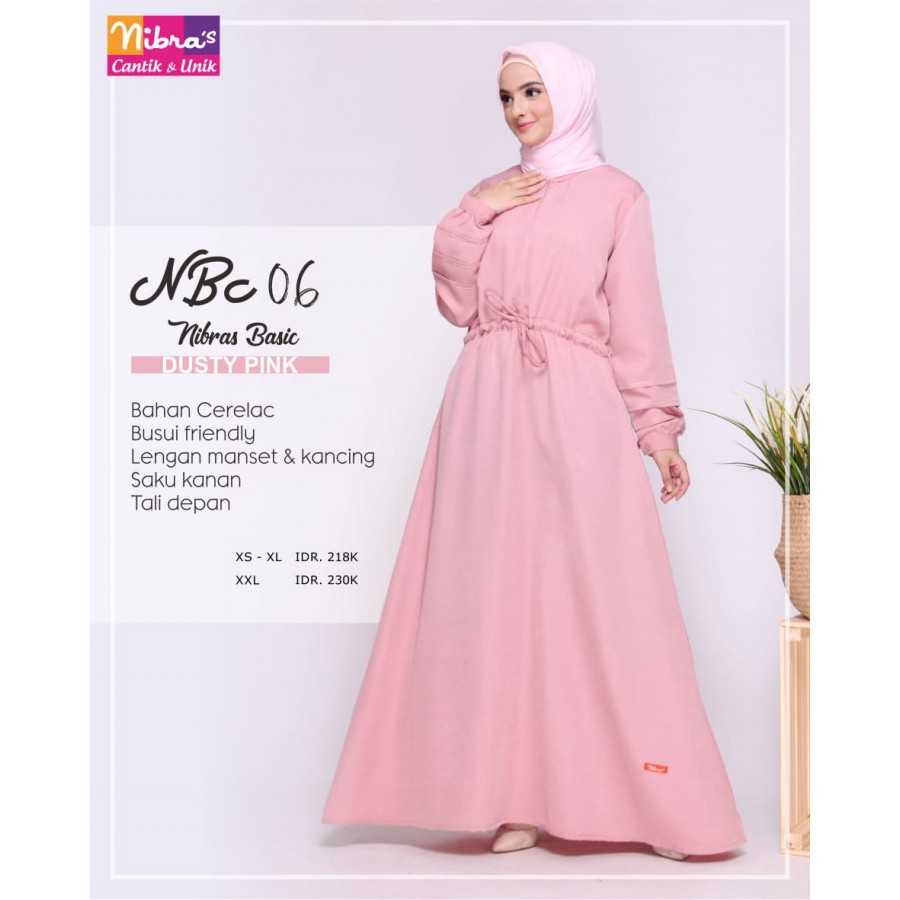 Gamis Nibras Nbc 06 Dusty Pink Gamis Terbaru Polos Pesta Elegan Murah Simple Remaja Busana Muslim