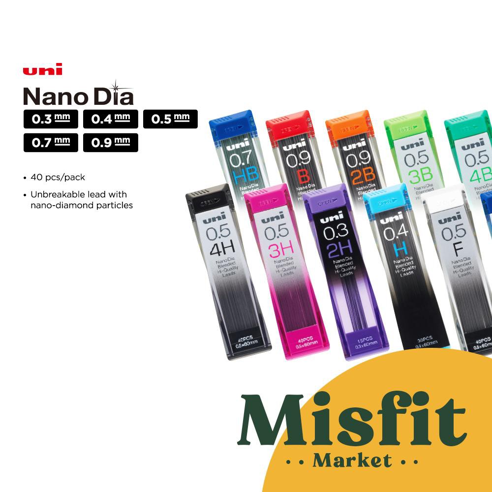 

UNI NANO DIA Pencil Lead Refill 0.3 0.4 0.5 0.7 0.9 mm isi pensil mekanik kuru toga kurutoga pilot zebra NanoDia