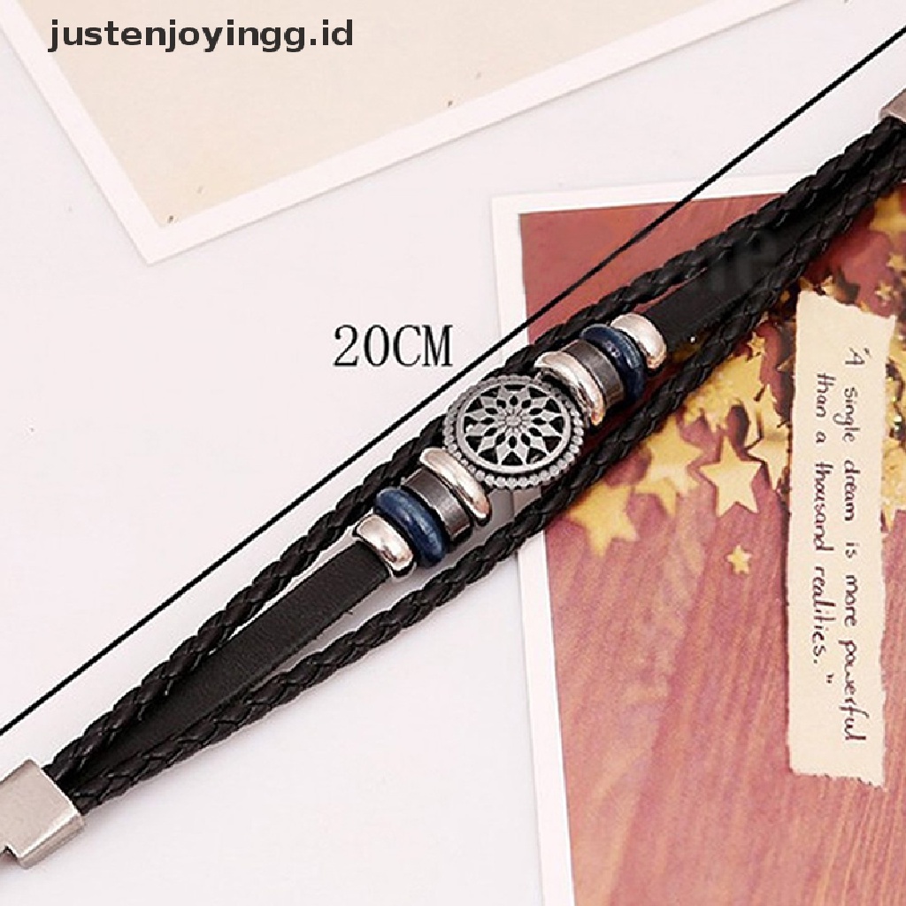 Gelang Desain Infinity Bahan Pu Gaya Punk Vintage Untuk Pria Dan Wanita