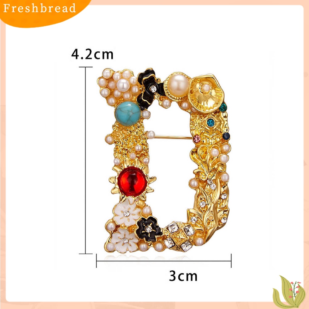 [ TERLARIS]Enamel Brooch Pin Muti-Color Fashion Letter Shape Women Rhinestone Faux Pearl Brooch Pin for Party