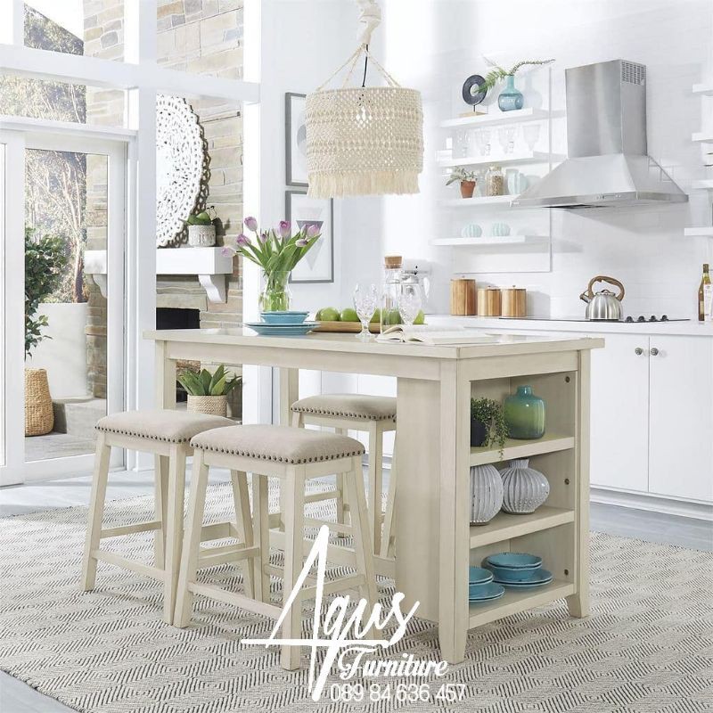 MEJA MAKAN BAR DUCO SET (meja dqpur meja mini bar meja makan minimalis vintage)