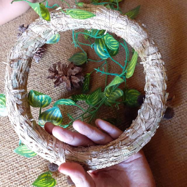 D 25 cm, sarang burung birdnest jerami merang padi dekorasi mahar rustic