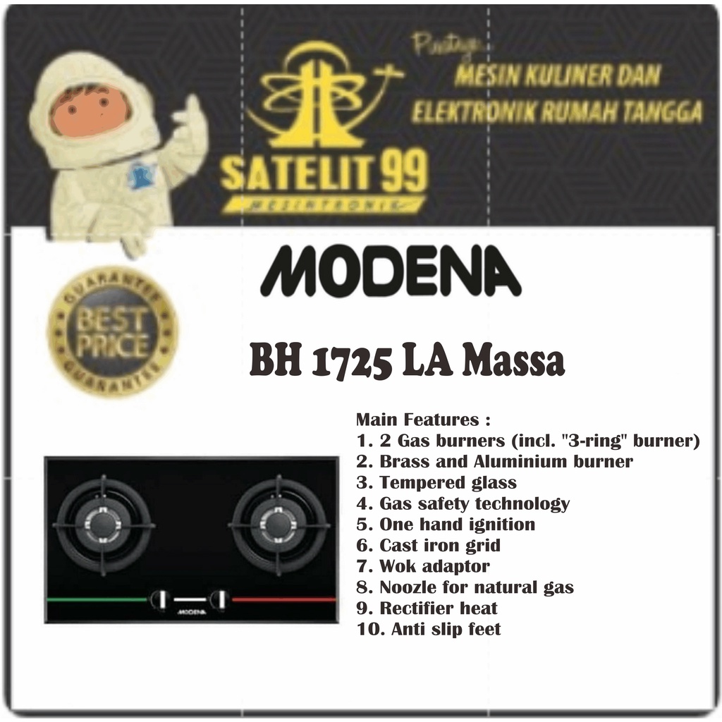 Kompor Gas Tanam 2 Tungku MODENA BH-1725-LA Massa