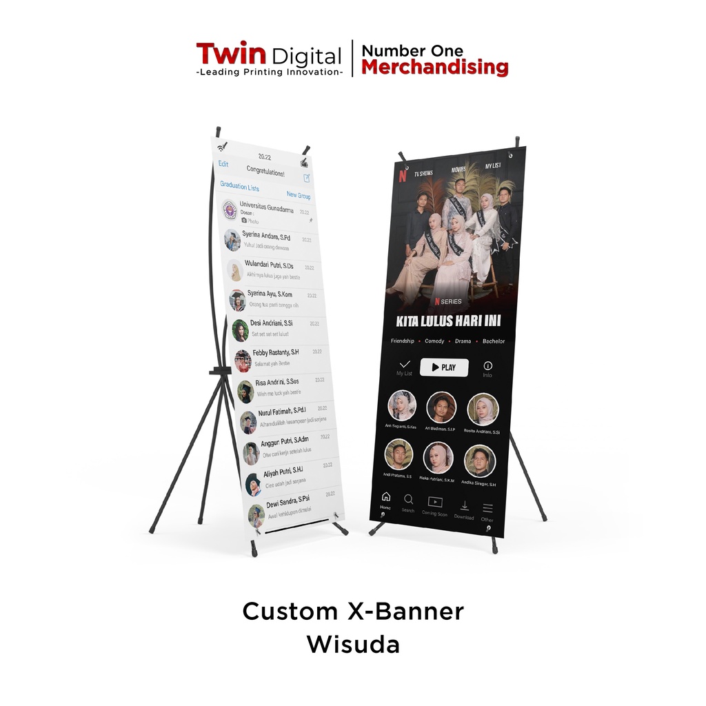 Twindigital Custom Desain X Banner Wisuda Graduation Sidang - Standing Spanduk Kelulusan