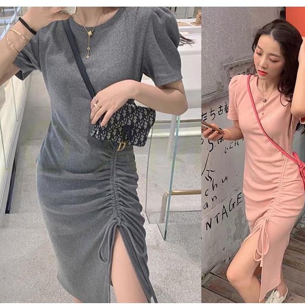 1597 Dress Serut Grosir @50 Spandek rayon import tebal
