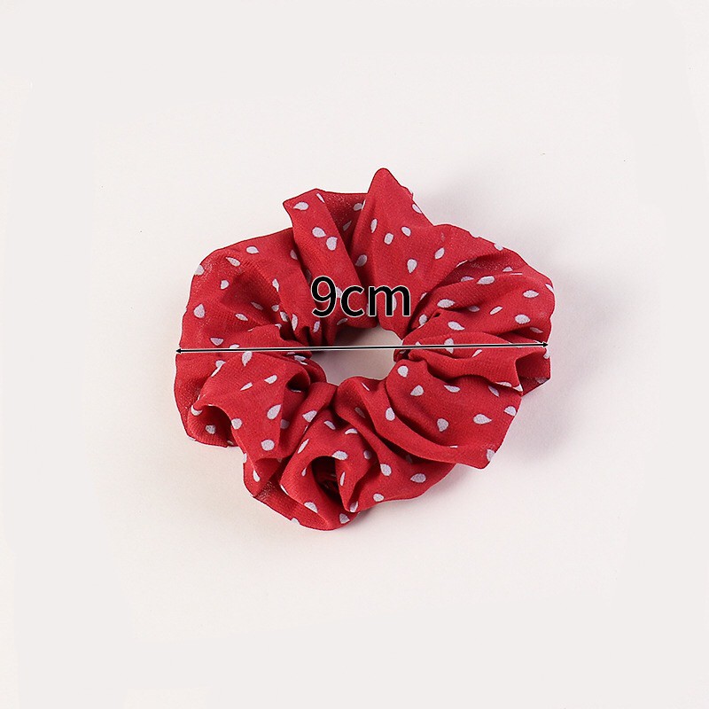 BOSJKT0007 Ikat Rambut Elastis Bahan Sifon Motif Polkadot Scrunchie Cepol Kunciran