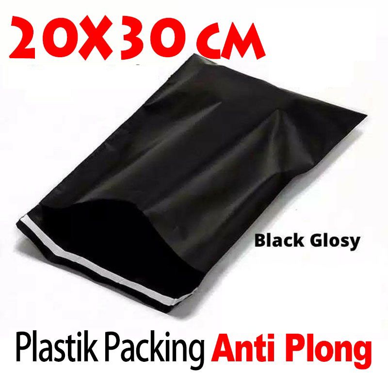 

0POLYMAILER ±100PCS 20X30CM HITAM PREMIUM GLOSSY PLASTIK POLYMAILER