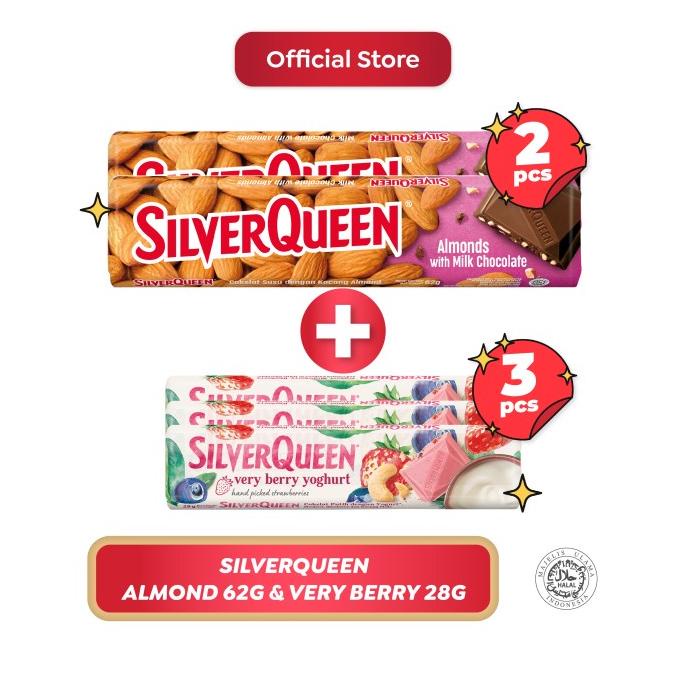 

2 Silverqueen Almond 62g + 3 Silverqueen Very Berry 28g