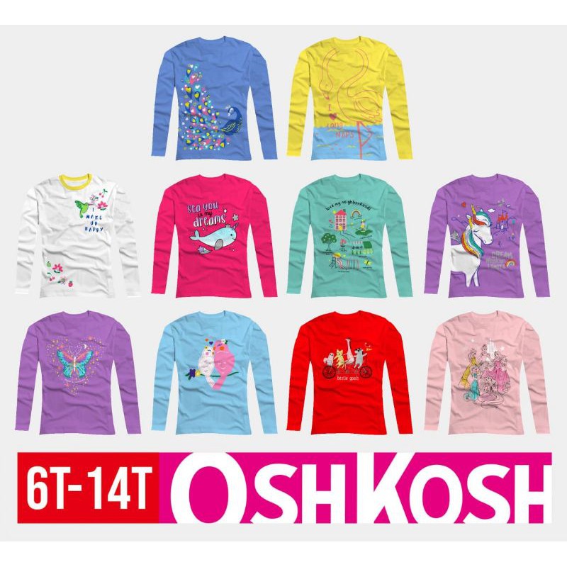 Kaos Anak Perempuan Tangan Panjang Junior OshKosh Longsleeve Size 6-14T