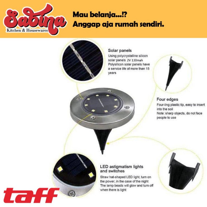 Lampu Tanam LED Solar Outdoor 8 LED Waterproof TaffLED