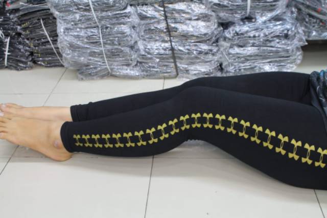 LEGGING IMPORT  AMOR LIST GOLD / LEGGING MURAH / LEGGING WANITA MURAH