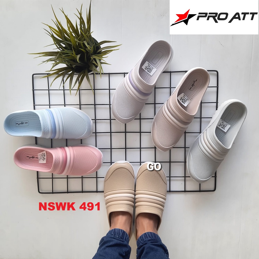 BB ATT MSW &amp; NSWL Sepatu Sandal Karet Slip On Sepatu Cewek Anti Air Tidak Lecet Ringan Empuk