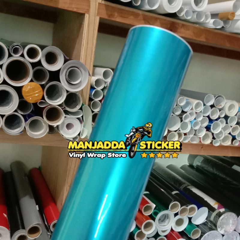 stiker skotlet motor warna biru muda stiker metalic candy