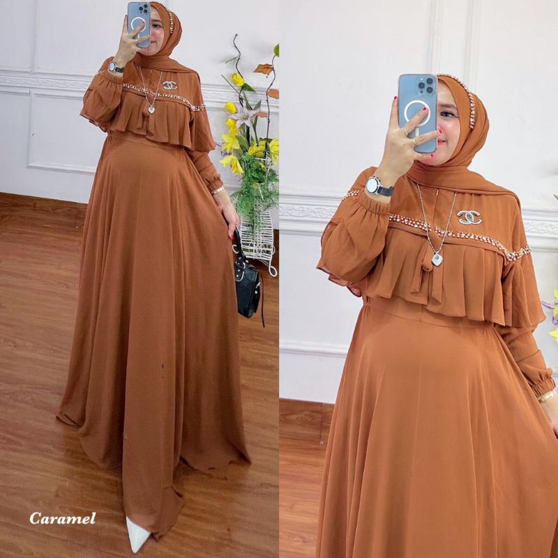 DRESS CERUTY PREMIUM APLIKASI MUSTIARA/ADIKTA DRESS CERUTY BABYDOLL FULL FURRING/MUTIARA DRESS TERBARU/DRESS PESTA/GAMIS CERUTY/FASHION MUSLIM WANITA/FAR MOSLEMSTORE