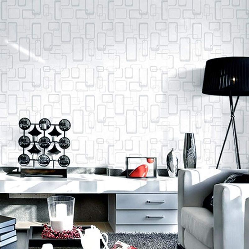Wallpaper Dinding Kotak Silver Dasar Putih 10m x 45cm
