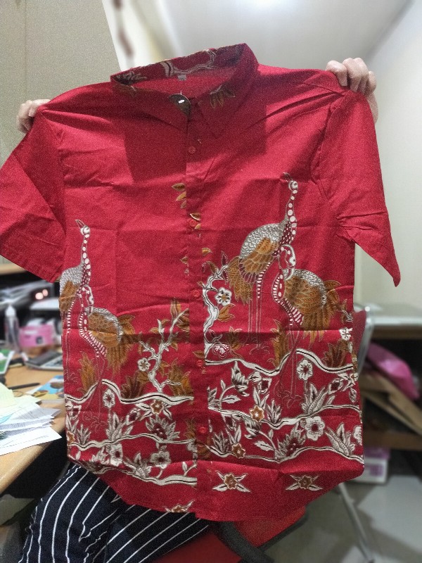 Kemeja Batik Pria Dewasa Lengan Pendek Bahan Katun Stretch, 021 Py#