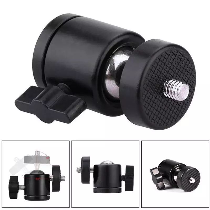 Ring Ball Head Tripod Kamera DSLR BallHead Mini Monopod 360 Swivel 1/4
