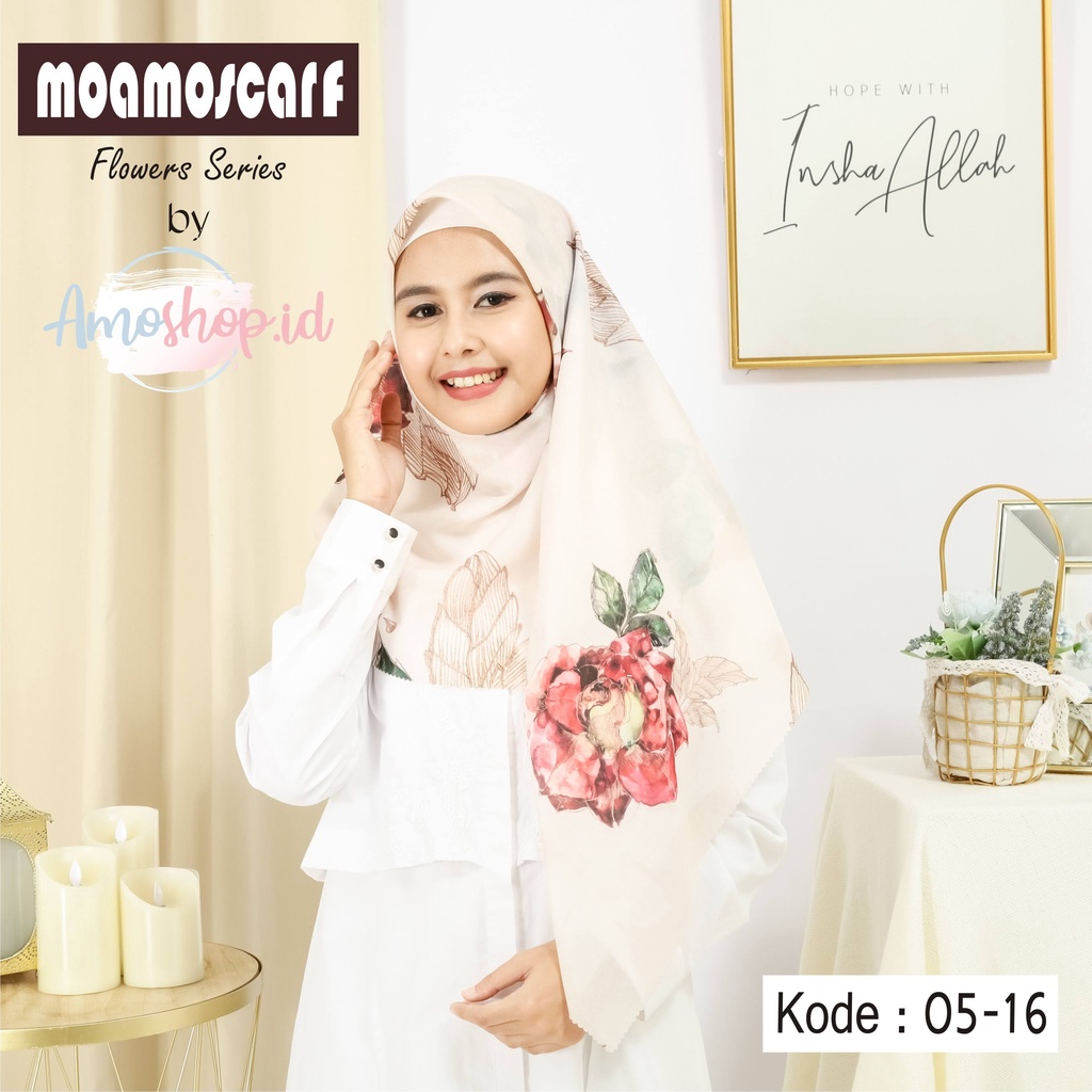 Hijab Segi Empat Voal Premium Murah Square Printing Scarf Flower Series