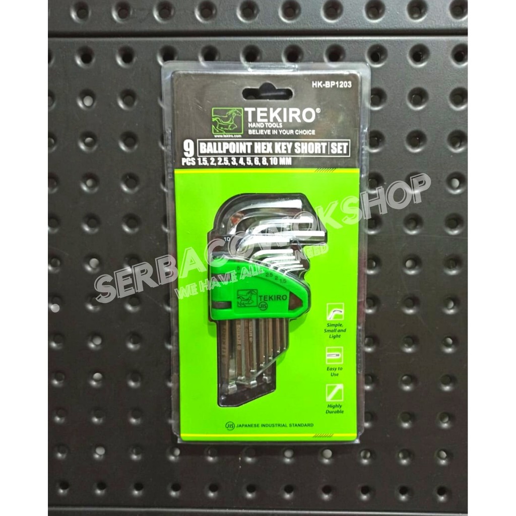 Tekiro Kunci L Set Ballpoint 9 Pcs Pendek Hex Key Short Pentol Termurah Berkualitas