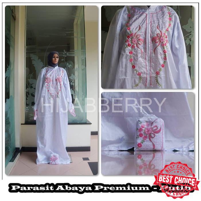 MUKENA TRAVELLING PARASIT ABAYA PREMIUM (TANPA KEPALA) PUTIH