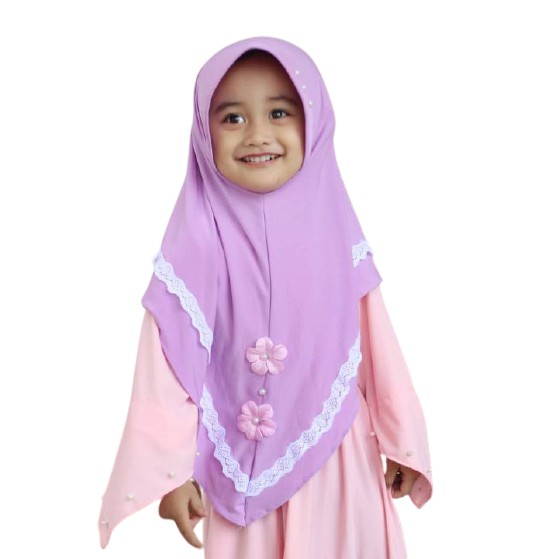 kerudung Anak Tanggung Bunga Depan / Jilbab Anak Murah / Hijab Anak2 / Jilbab Hijab Anak Perempuan