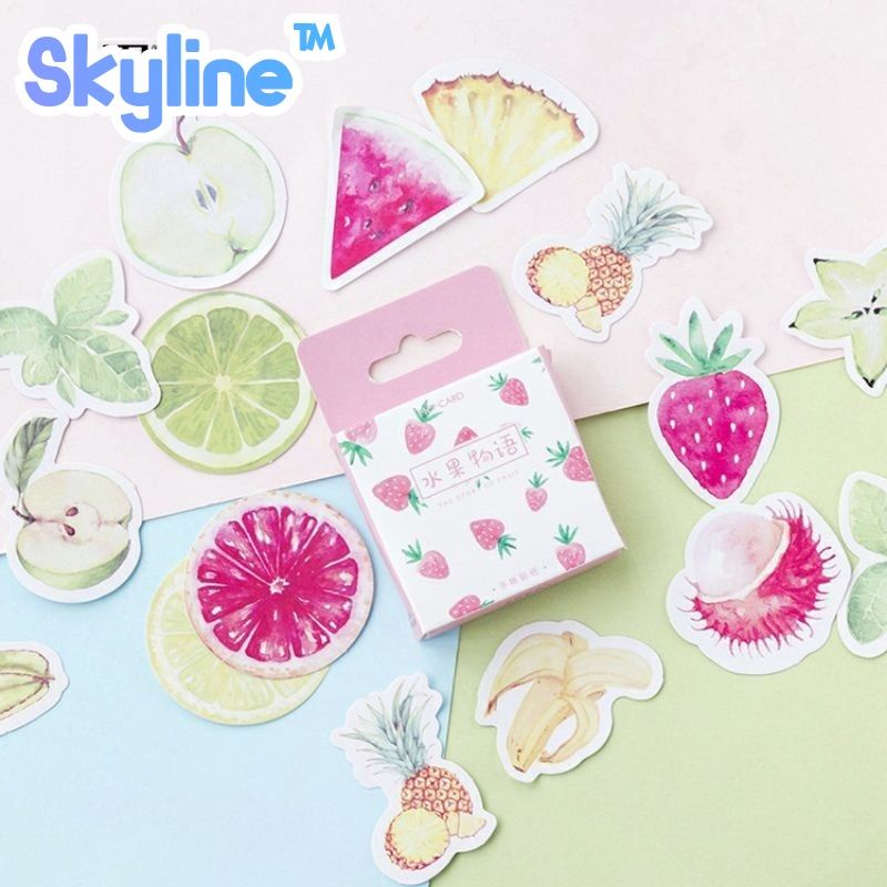 

Sticker Kiss Cut Scrap Book Journal Dengan Motif Fruit Punch Isi 45Pcs