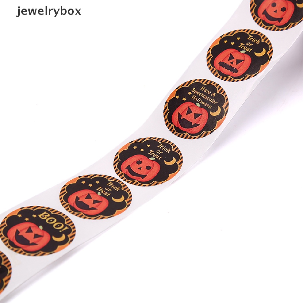 500 Pcs / Roll Stiker Kertas Motif Labu Halloween Untuk Dekorasi