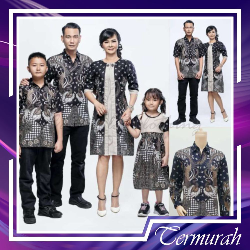 BAJU BATIK COUPLE PASANGAN KELUARGA ANAK PEREMPUAN LAKI LAKI SARIMBIT KONDANGAN MODERN JUMBO DRESS TUNIK WANITA MARISSA POLA ABU KEKINIAN PREMIUM KEMEJA PRIA BIG SIZE COUPEL COPEL KOPEL