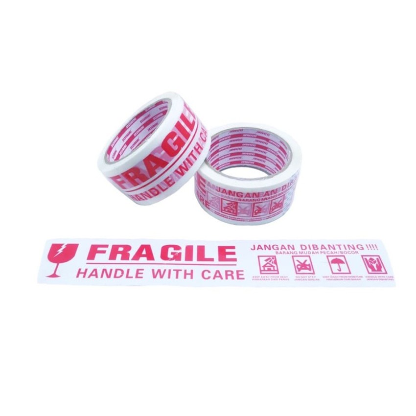 

Lakban Fragile |Fragile Tape Size 48mm 90 Yard - Putih