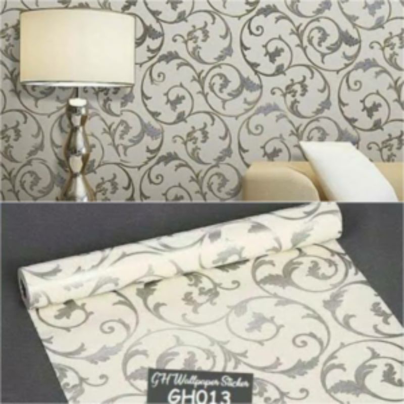 wallpaper dinding motif batik Gold/kuning
