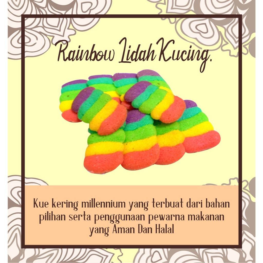 

OLIVIA BAKERY - Rainbow Lidah Kucing Cookies - Lidah Kucing