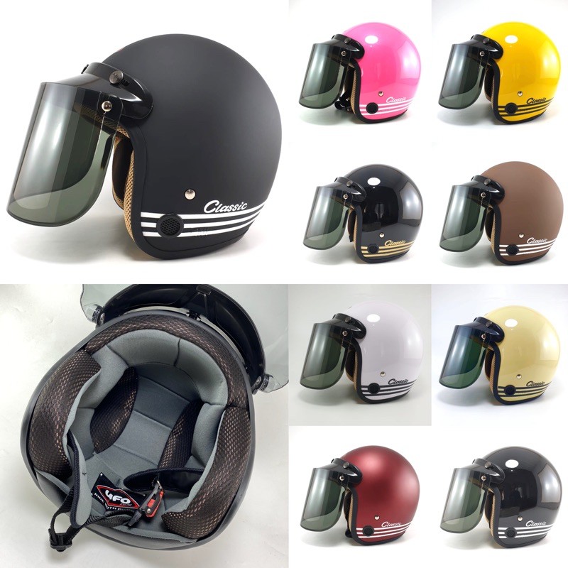 Helm Bogo Classic Garis Original Pria Wanita Iglo Cargloss Retro Dewasa Kaca Datar Sni Shopee Indonesia