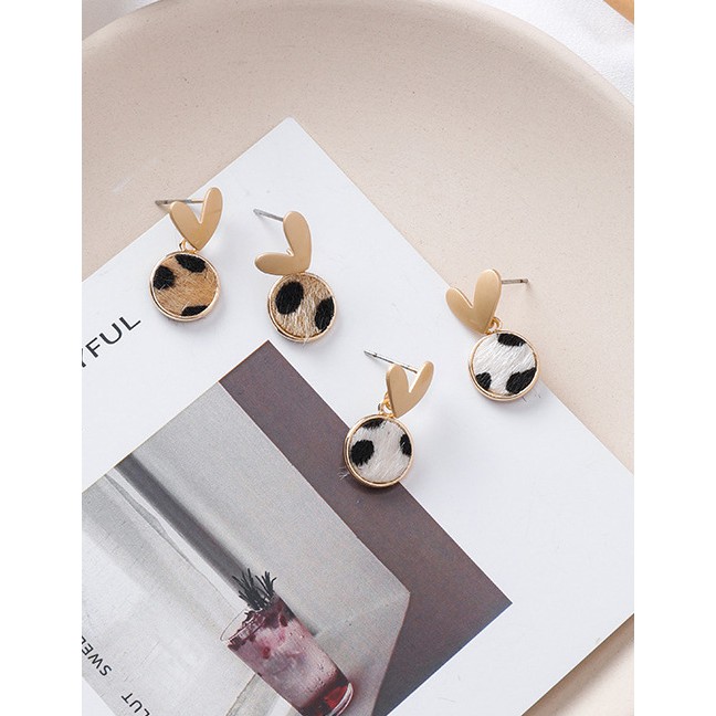 LRC Anting Tusuk Fashion Love Round Leopard Earrings D41771