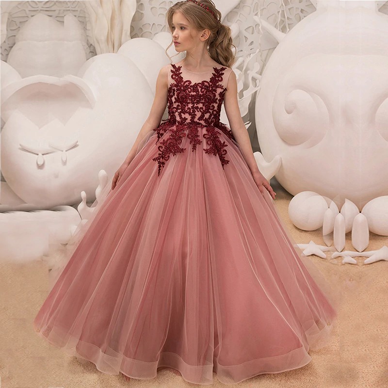 pink princess first communion dress