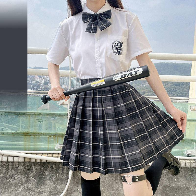 【Wetrose】Tiktok Influencer Fashion JK Jepang Uniform Original Short Skirt Full College Style Student Suit Lattice Seifuku Set Musim Panas Costume Rok Pendek Gaya Kuliah Gaya Siswa Wanita Muda