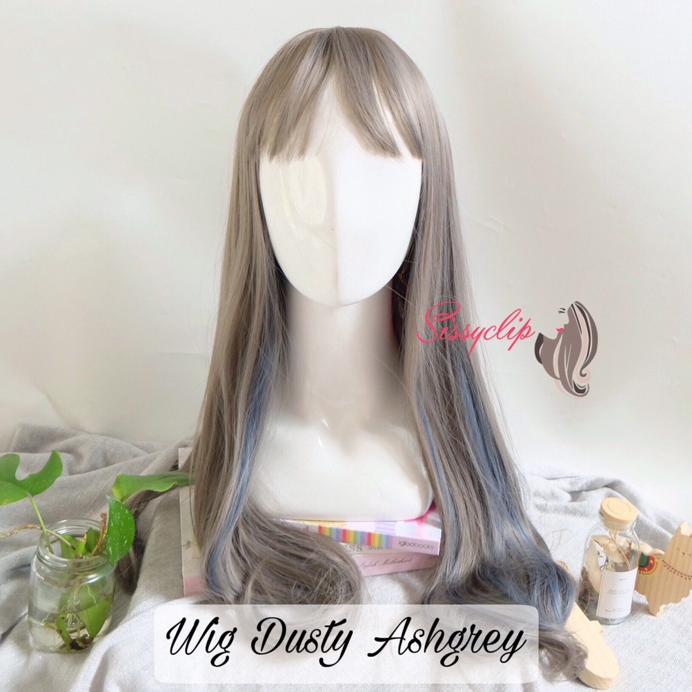 [COD] dusty ashgrey rambut palsu wanita wig panjang wig murah wig korea rambut palsu wig abu abu  wi
