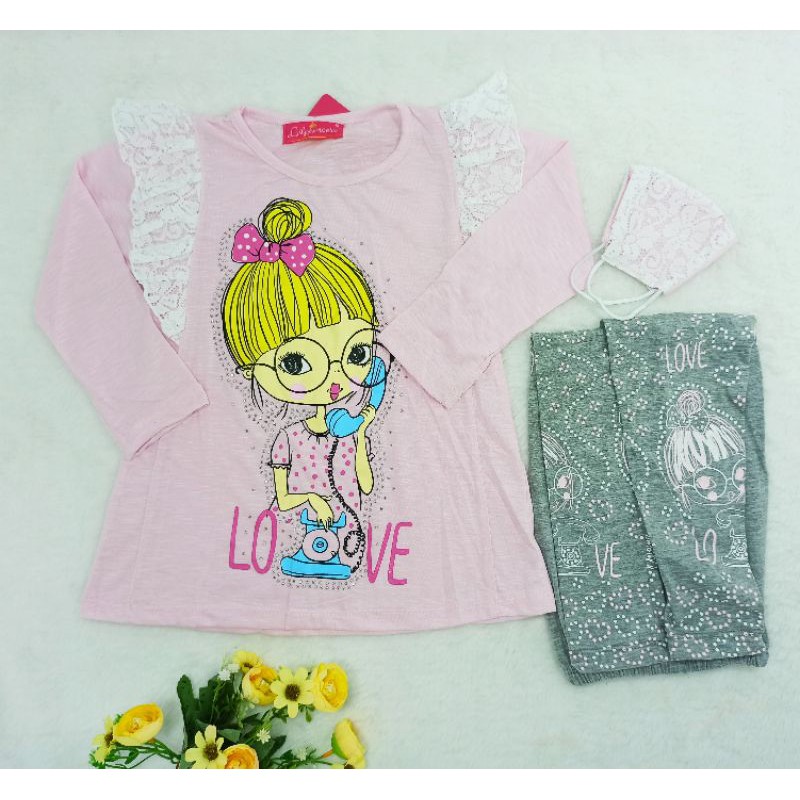 [Ss-1046] Setelan Anak Perempuan Size 4-6tahun, Tunik Anak, Pakaian Anak Keren Cantik