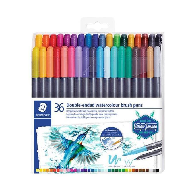 

(PERALATAN MENGGAMBAR) STAEDTLER DOUBLE-ENDED WATERCOLOUR BRUSH PEN - 36 COLOUR TERLARIS