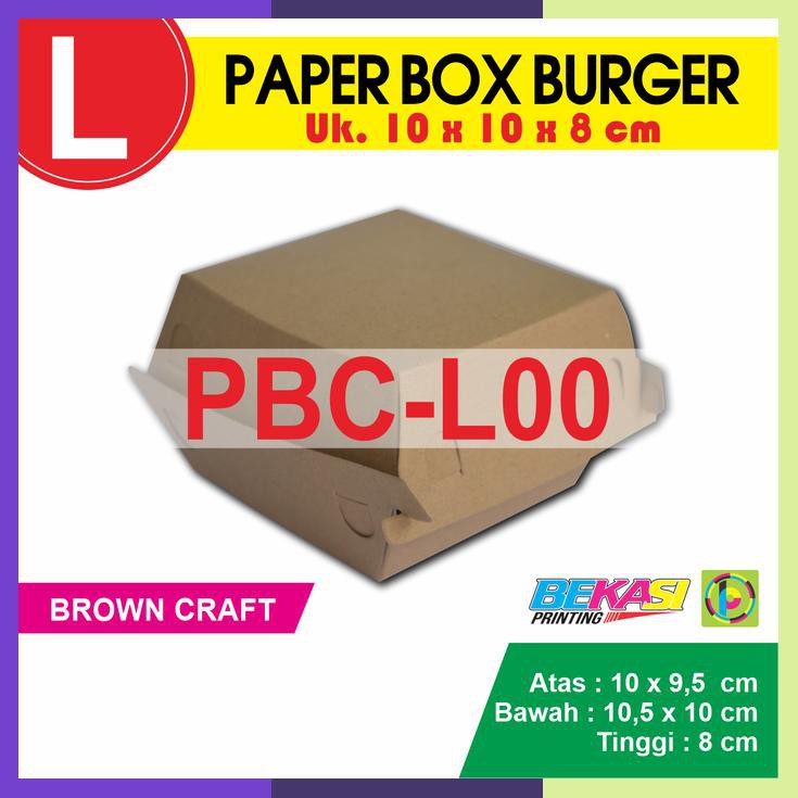 

Pbcl00 Craft Paper Box Burger Polos Uk L 10X10X8 Cm 1 Pack Isi 50 Pcs