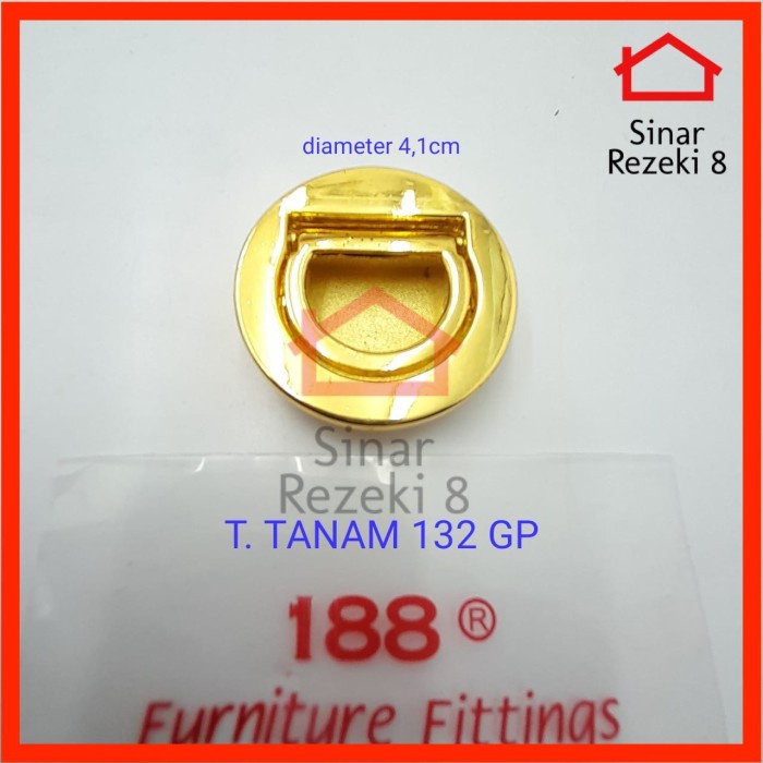Premium Handle Laci 132 Gold Ring Tarikan Gagang Knob Bulat Lemari Tanam Emas