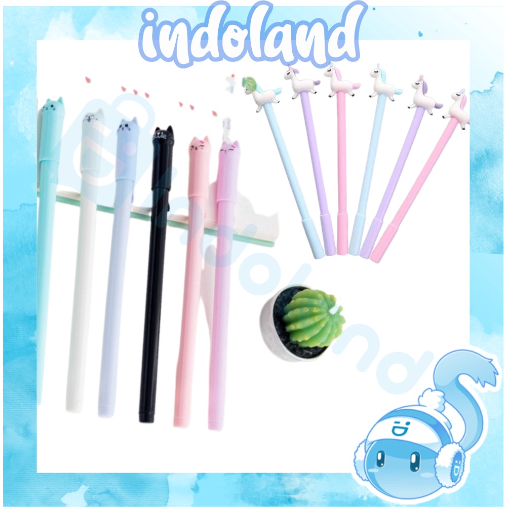

☀ INDOLAND ☀ Pena Karakter Meow Kucing Lucu Pulpen Karakter Gel Imut Pulpen Gel Pena Murah - Pena Karakter Unicorn R207 R340