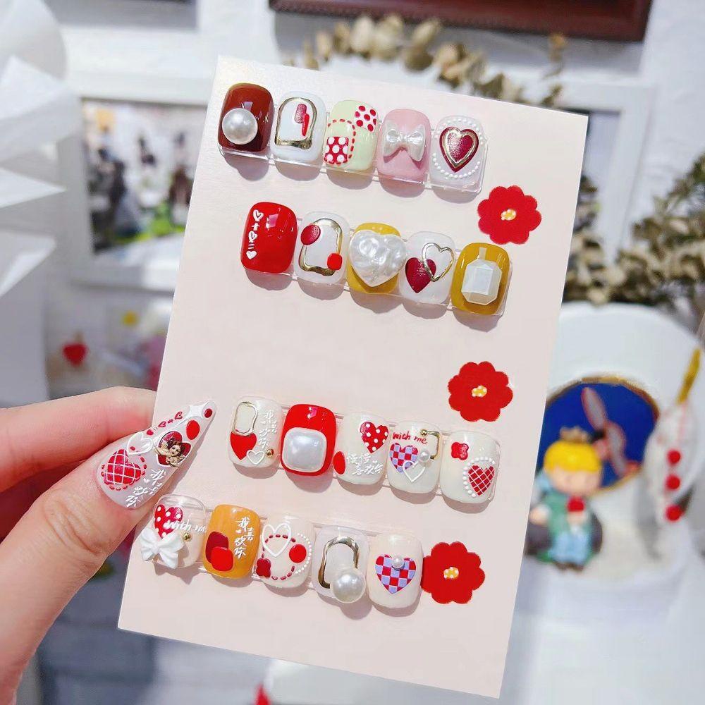 AUGUSTINA Agustin 5D Kuku Terukir Decals Merah Trendi Kuku Kecantikan Nail Art Dekorasi Salon Kuku Manicuring Stiker