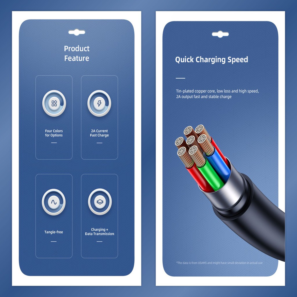 USAMS U68 Kabel Data Type C 2A 1M