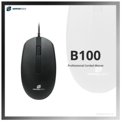 Mouse nippontech wired usb 2.0 optical standard 1000dpi for pc laptop office gaming b-100 - nippontech b100