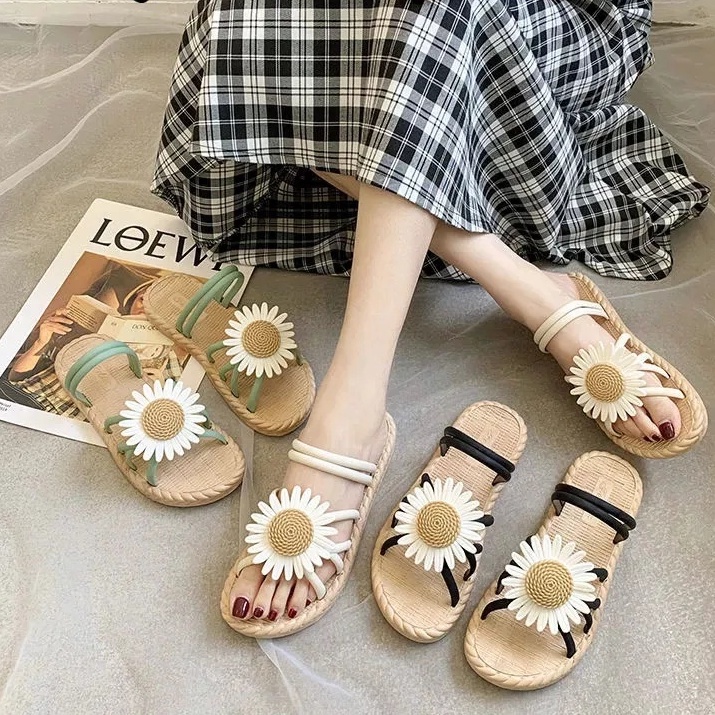 Sandal Flat Tali Jelly Bunga Daisy Sandal Women Import Real Pict ForeverYoung