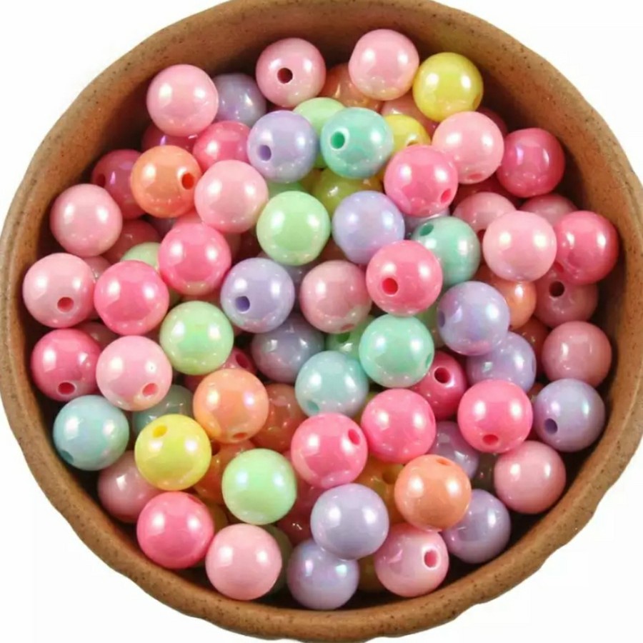 ISI 100PC MANIK MOTE AKRILIK PASTEL PELANGI SUSU BAHAN KERAJINAN TANGAN DIY CANTIK BERKUALITAS